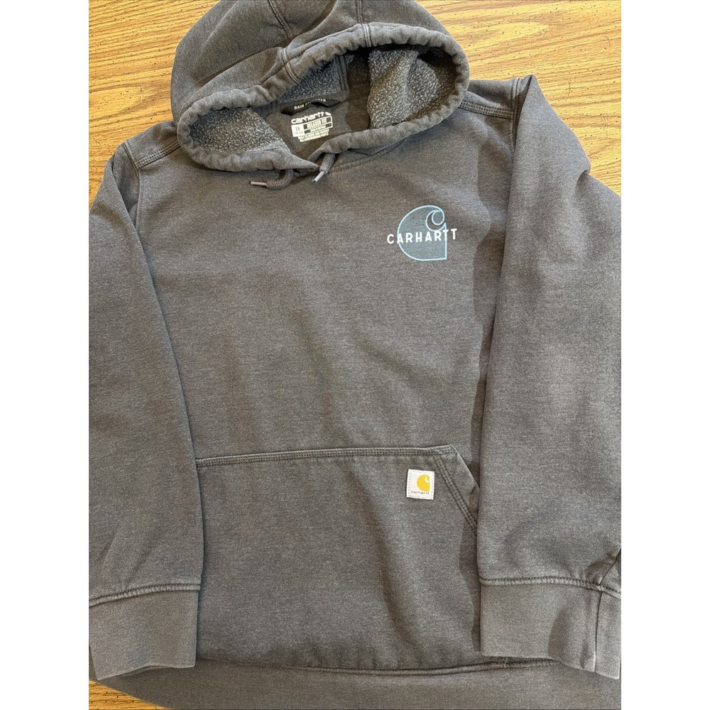 Carhartt Mens 3XL Rain Defender Relaxed Fit Hoodie Logo Grey (D)